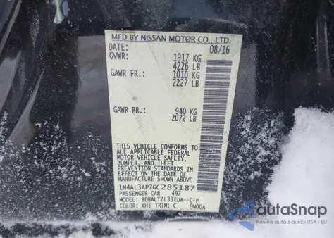 2016 Nissan Altima 2.5/2.5 S/2.5 Sl/2.5 Sr/2.5 Sv from USA, damaged, VIN 1N4AL3AP7GC285187